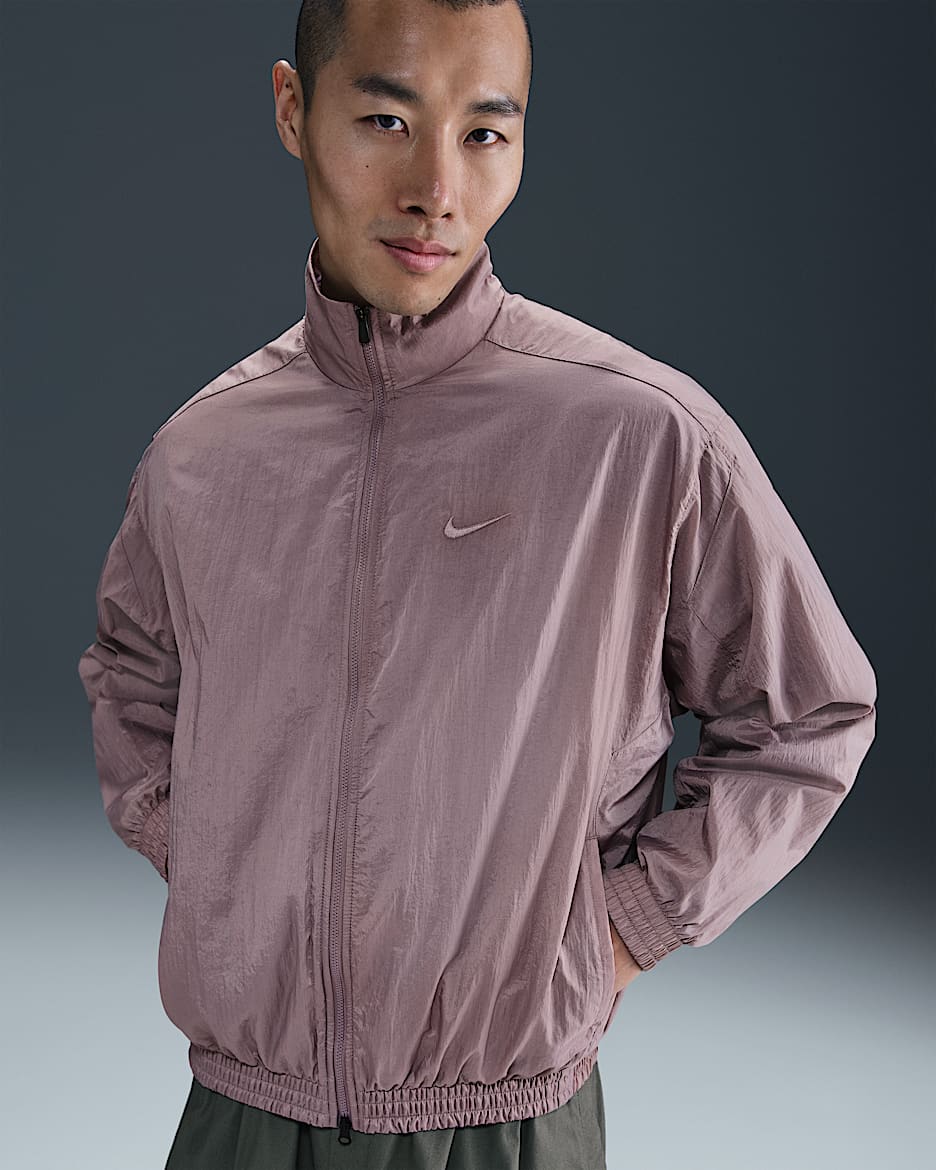 Nike Club 男子 Oversize 风梭织运动夹克 - 褐灰/浅柠檬黄/褐灰