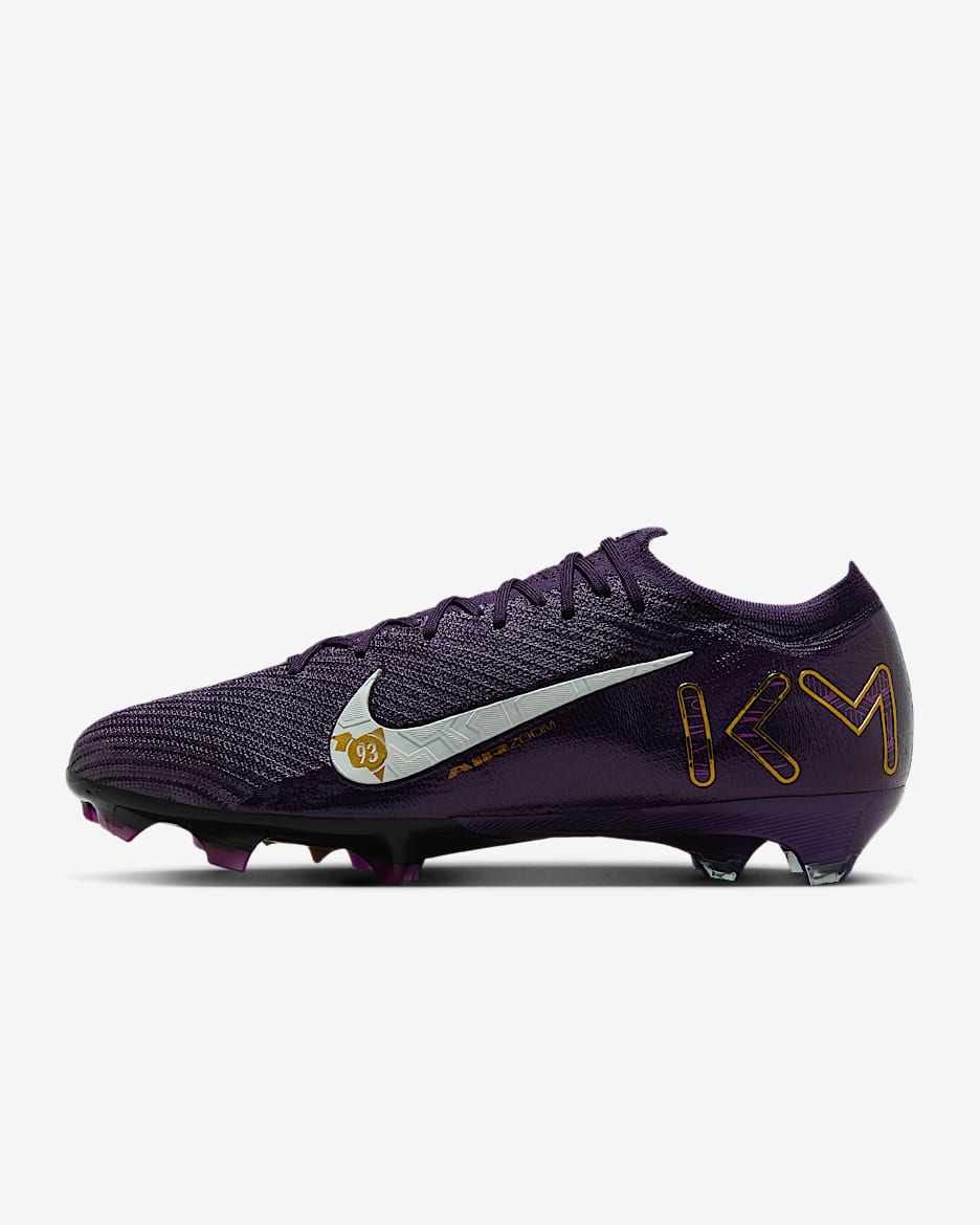Nike Mercurial Vapor 16 Elite "Kylian Mbappé" 耐克刺客系列姆巴佩男/女天然硬质草地低帮足球鞋 - 华丽紫/淡象牙白