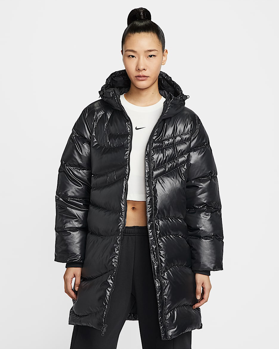 Nike Sportswear Swoosh Series 耐克暖钩羽绒服系列 KYOKA 同款 Therma-FIT 女子 Oversize 风拒水羽绒外套 - 黑/帆白