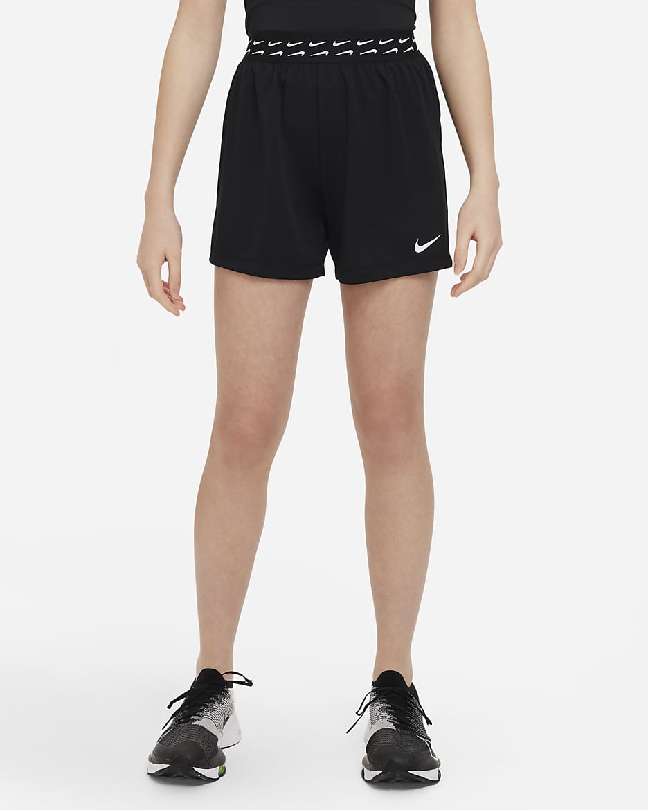 Nike Trophy Dri-FIT 大童（女孩）速干训练短裤 - 黑/白色
