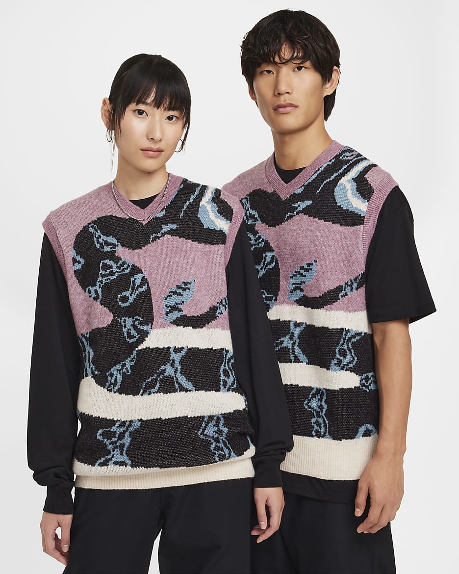 Nike SB 男/女无袖上衣 - 灰紫红/浅土褐/黑