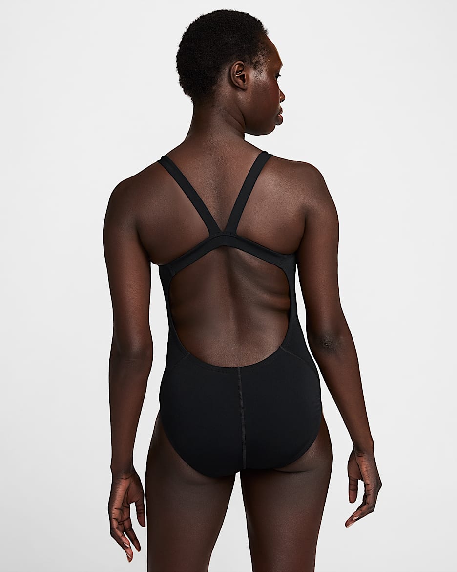 Nike Swim HydraStrong Fastback 女子连体泳衣 - 黑/黑/白色