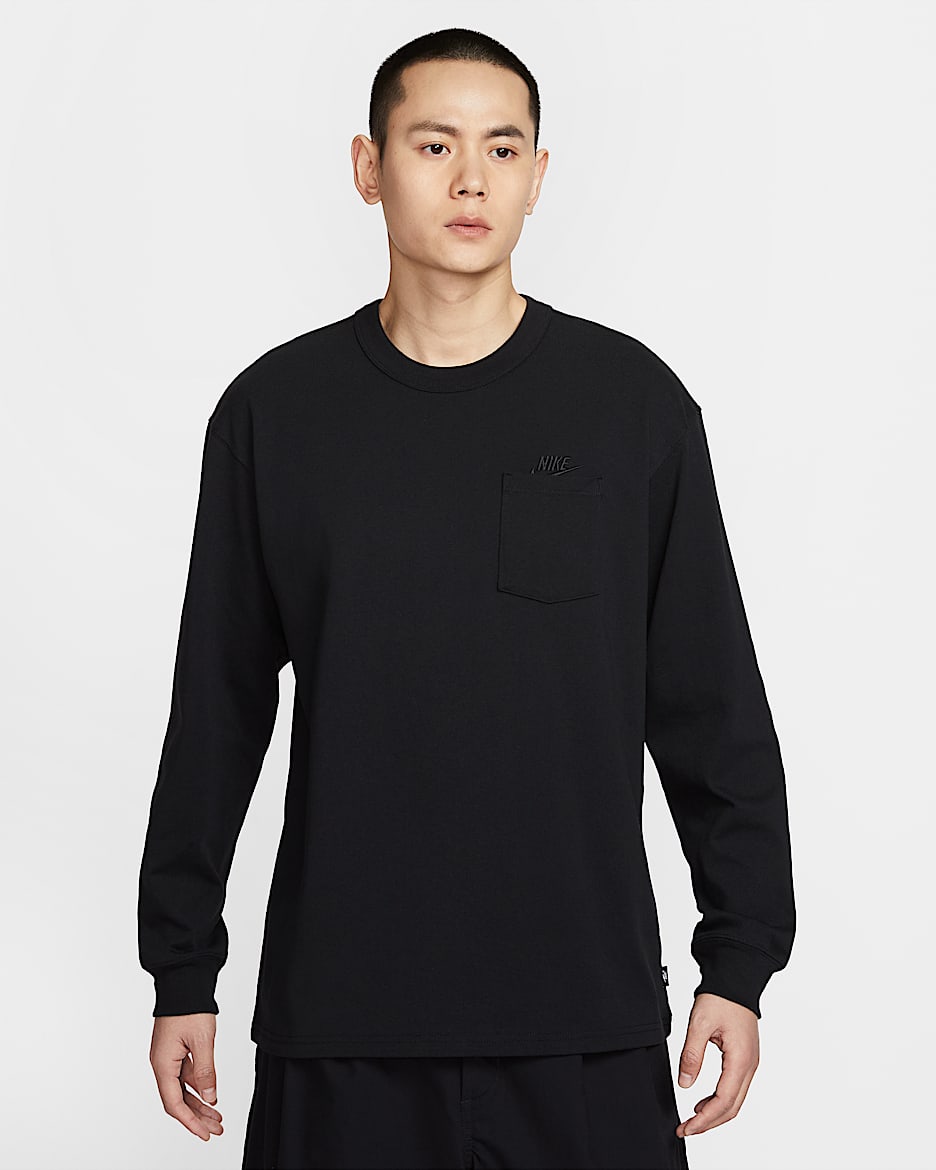 Nike Sportswear Premium Essentials 男子长袖口袋T恤 - 黑
