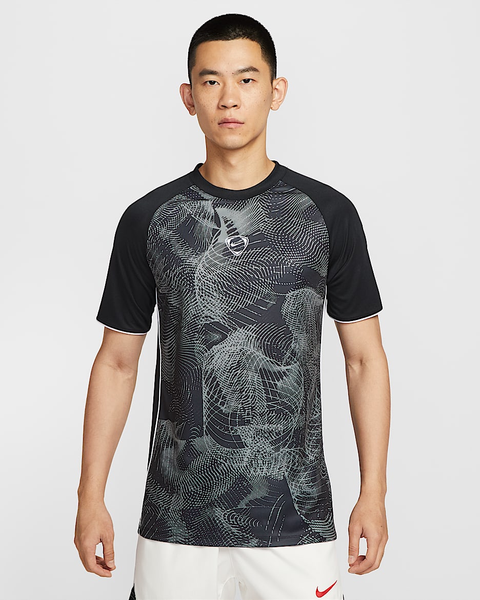 Nike Academy+ Dri-FIT 男子速干短袖足球上衣 - 煤黑/黑/白色/白色