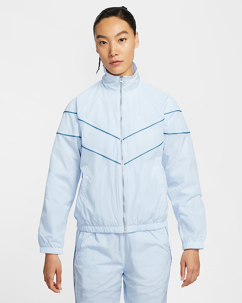 Nike Windrunner 风行者系列郑钦文同款女子宽松防晒梭织全长拉链开襟夹克 - 紫蓝/烟灰蓝/白色