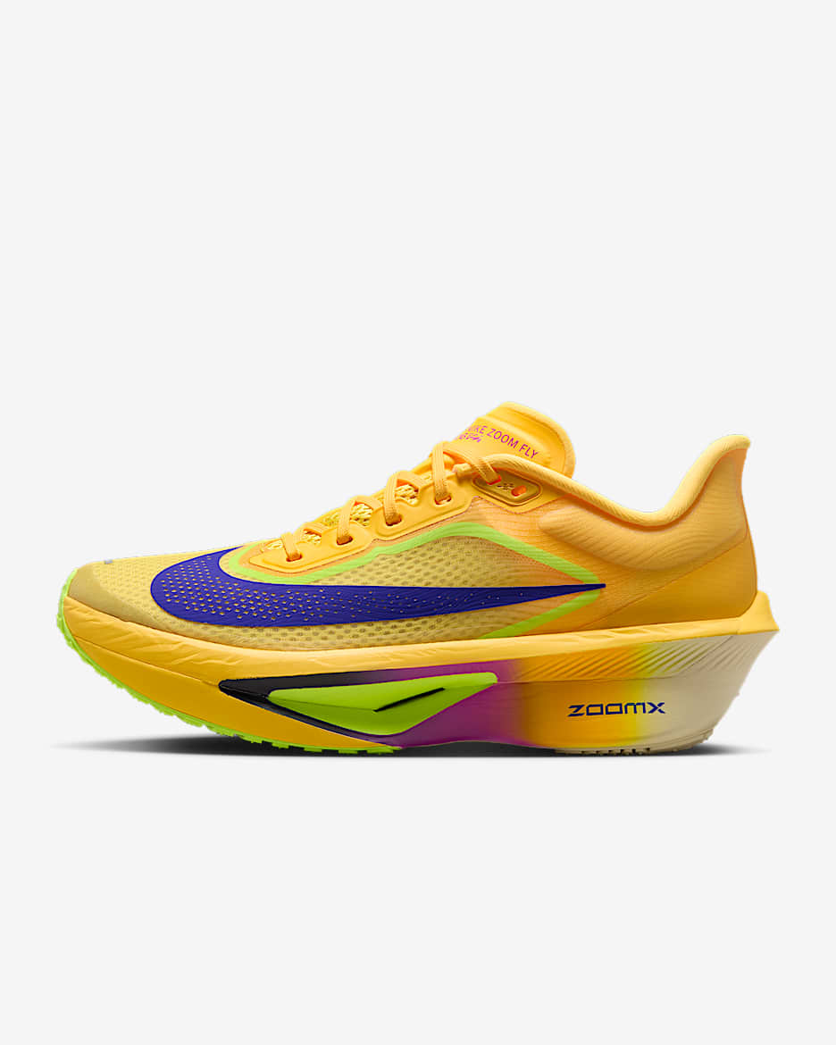 Nike Zoom Fly 6 女子公路竞速跑步鞋 - 脉冲柠檬黄绿/荧光冰黄/超级紫罗兰色/耀眼靛紫