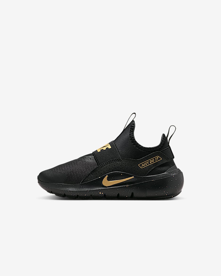 Nike Flex Runner 4 幼童一脚蹬运动鞋 - 黑/黑/金属色