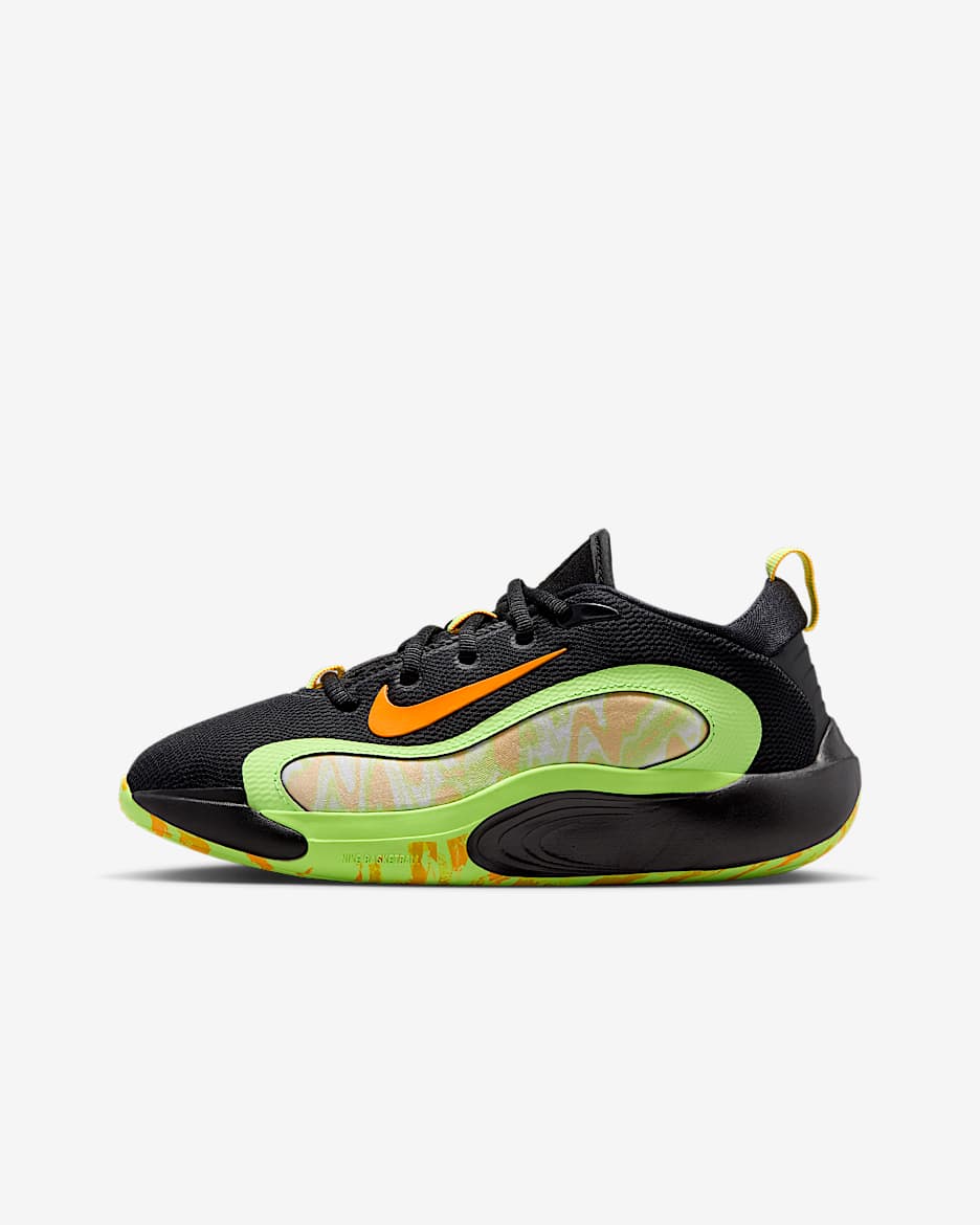 Nike IsoFly 大童篮球鞋 - 黑/爆炸绿黄/激光橙