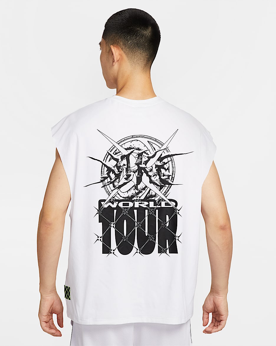 Nike Dri-FIT 男子速干无袖篮球上衣 - 白色/黑