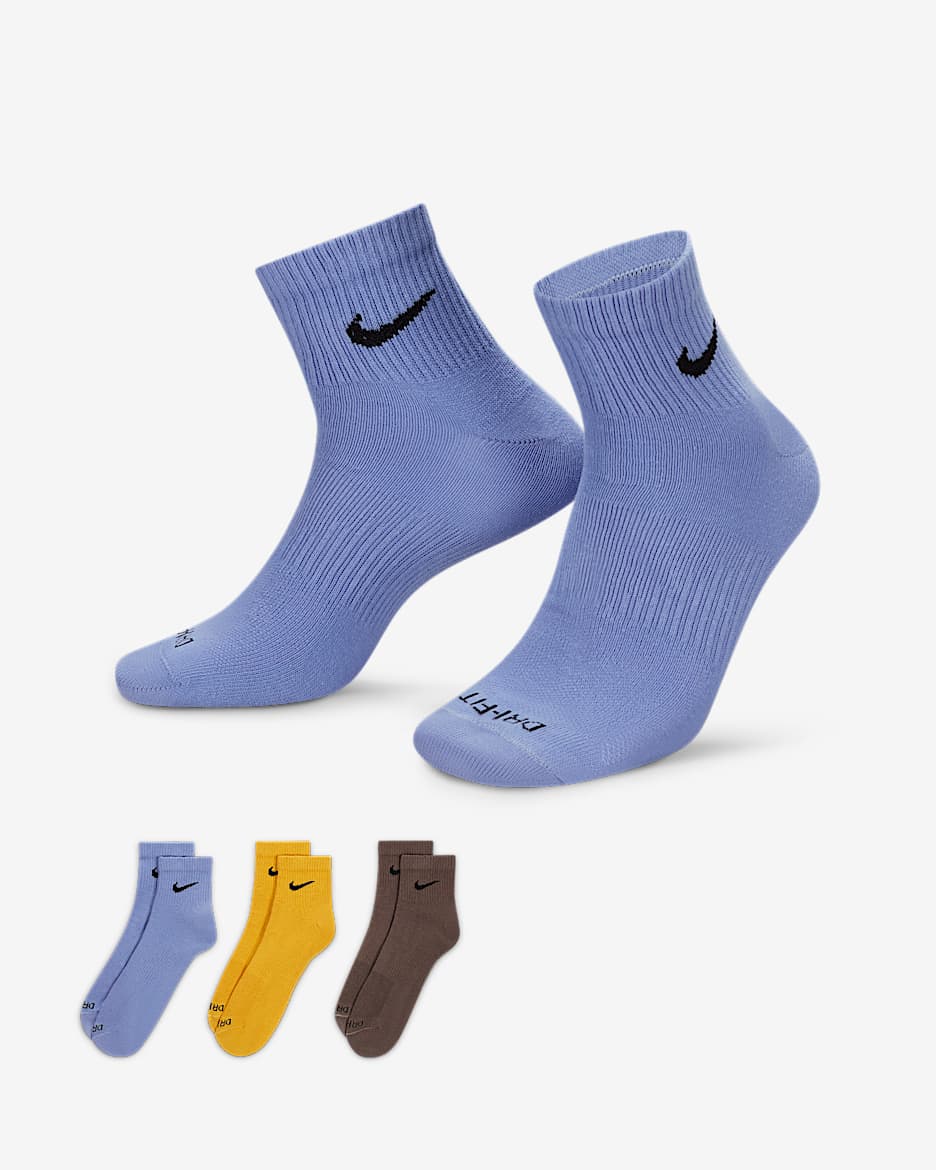 Nike Everyday Plus Lightweight 速干训练短袜（3 双） - 多色