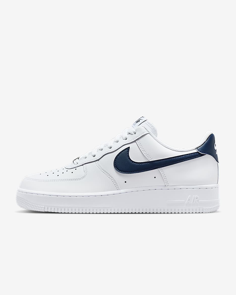 Nike Air Force 1 '07 男子空军一号运动鞋板鞋 - 白色/大学深蓝