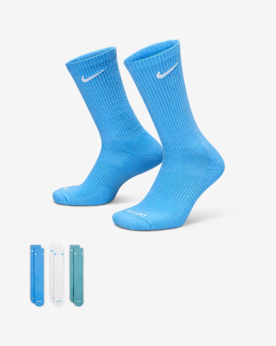 Nike Everyday Plus 耐高系列舒适速干中筒训练袜（3 双） - 多色