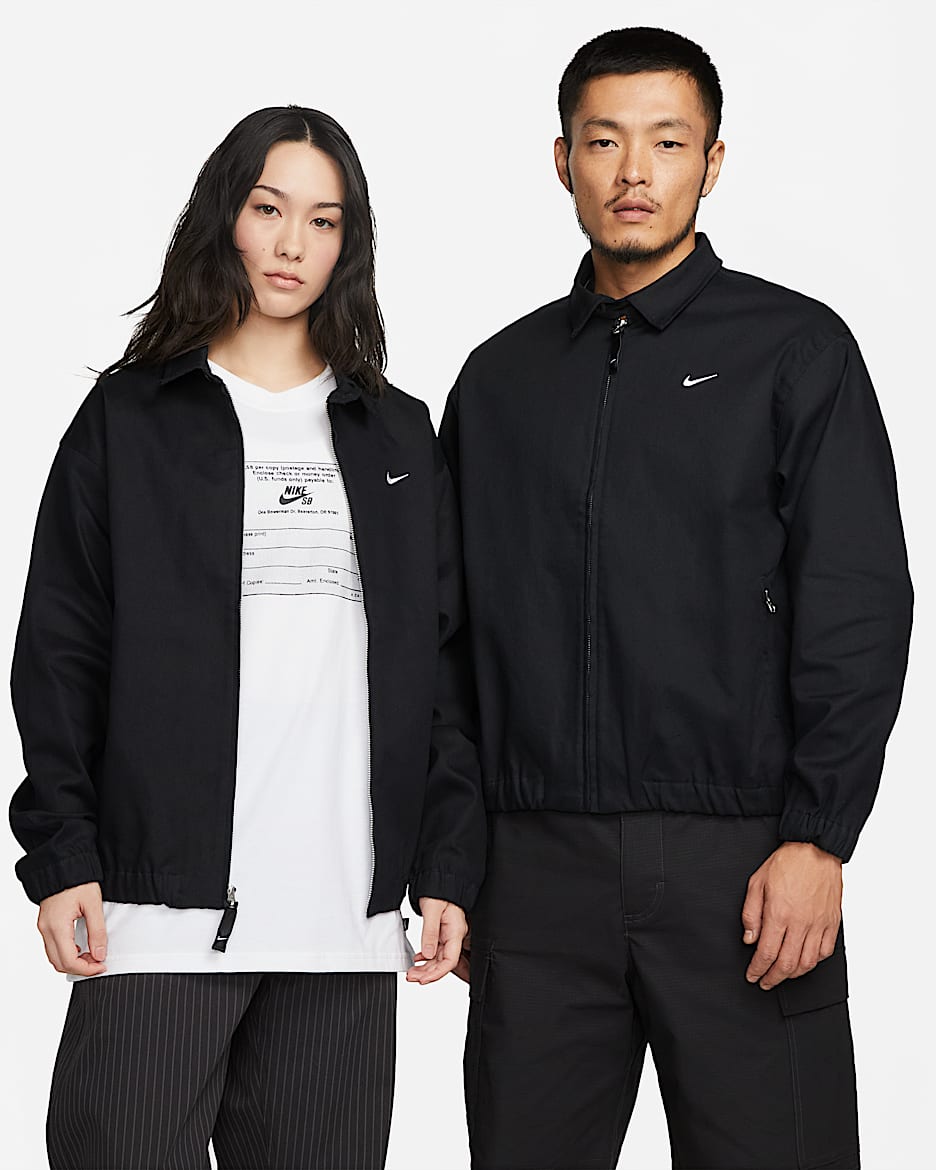 Nike SB 男/女滑板夹克 - 黑/白色
