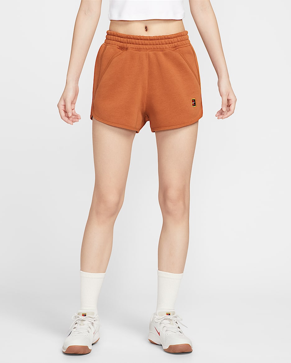 NikeCourt Heritage 女子加绒网球短裤 - 暗赤褐