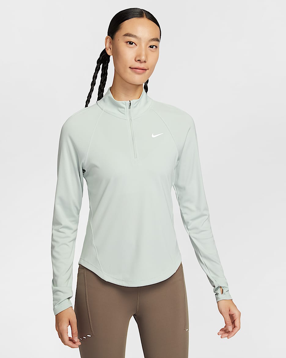 Nike Tempo Swoosh Run Dri-FIT 女子速干跑步上衣 - 浅银/白色