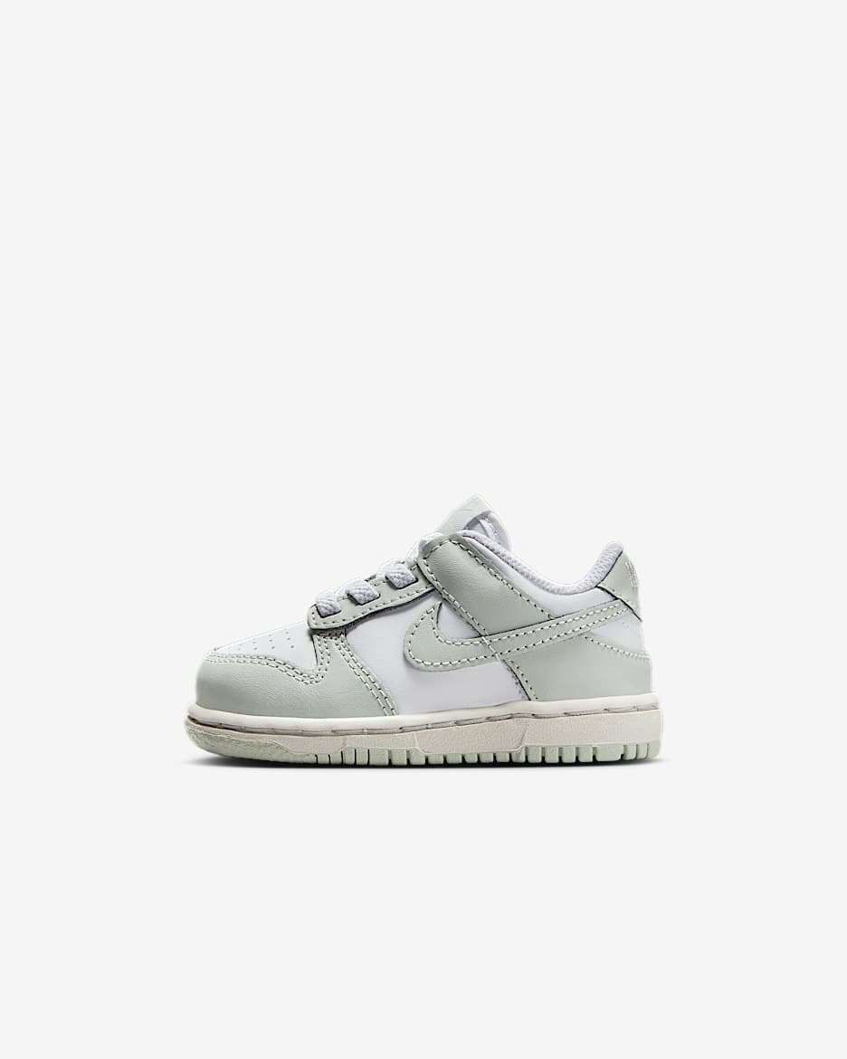 Nike Dunk Low 婴童易穿脱运动鞋板鞋 - 白色/尘光子色/浅银