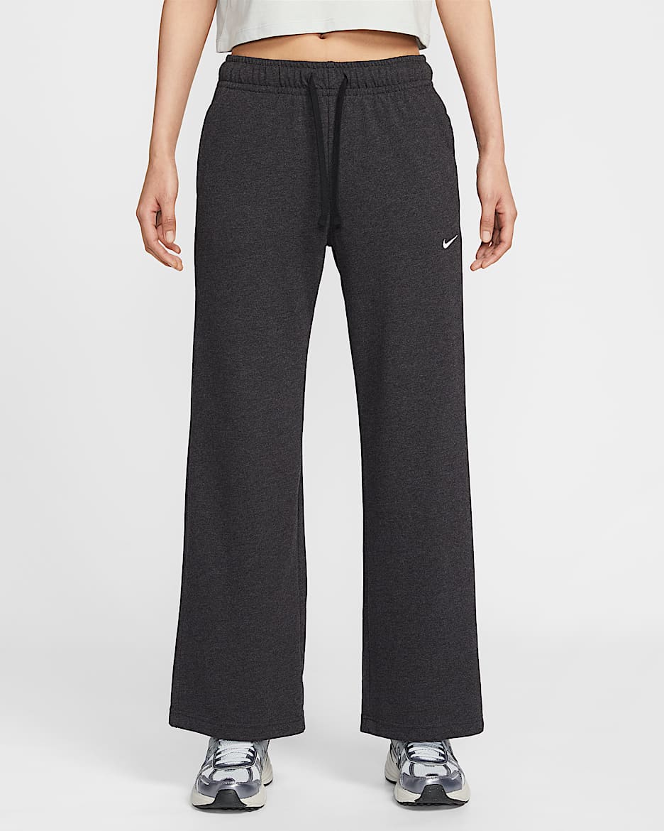 Nike Sportswear 女子针织中腰阔腿运动裤 - 调色黑