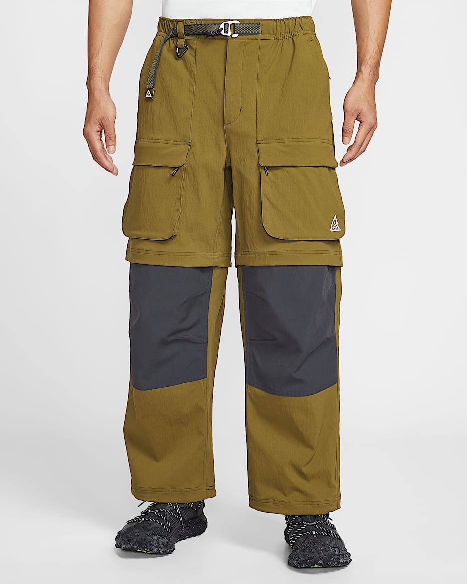 Nike ACG "Smith Summit" 男子拒水防晒可拆卸拉链工装长裤 - 高射炮橄榄绿/煤黑/山峰白