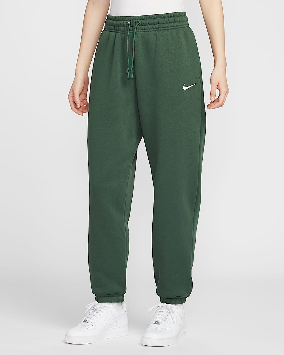 Nike Sportswear Phoenix Fleece 女子高腰 Oversize 风加绒运动裤 - 冷杉绿/帆白