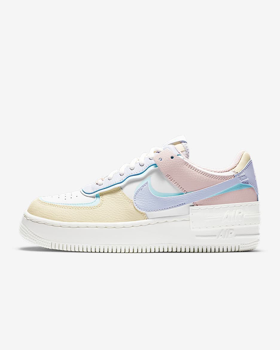 Nike Air Force 1 Shadow 女子空军一号厚底运动鞋轻盈板鞋 - 山峰白/冰川蓝/化石灰/幻影