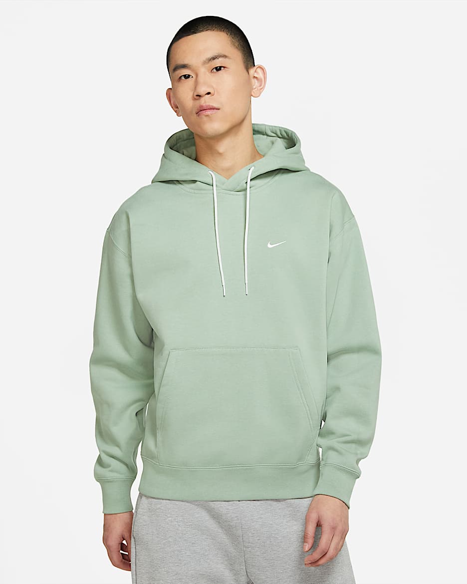 Nike Solo Swoosh 男子加绒连帽衫 - 温和灰绿/白色