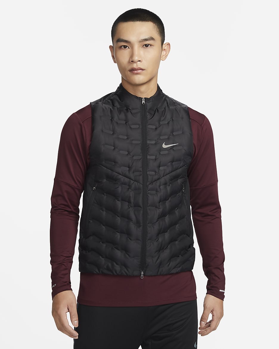 Nike Therma-FIT ADV Repel 男子羽绒拼接拒水跑步马甲 - 黑