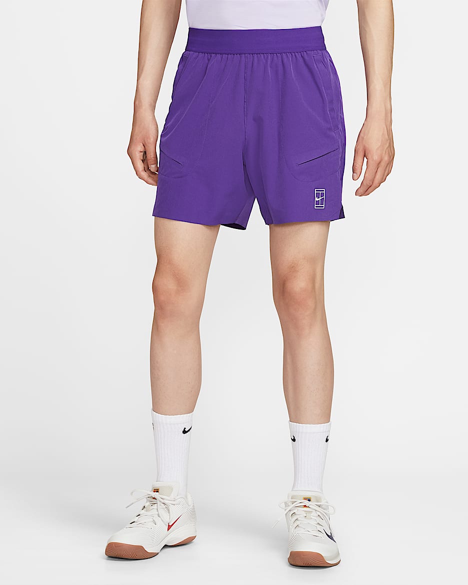 NikeCourt Advantage Dri-FIT 男子速干网球短裤 - 野葡萄紫/白色