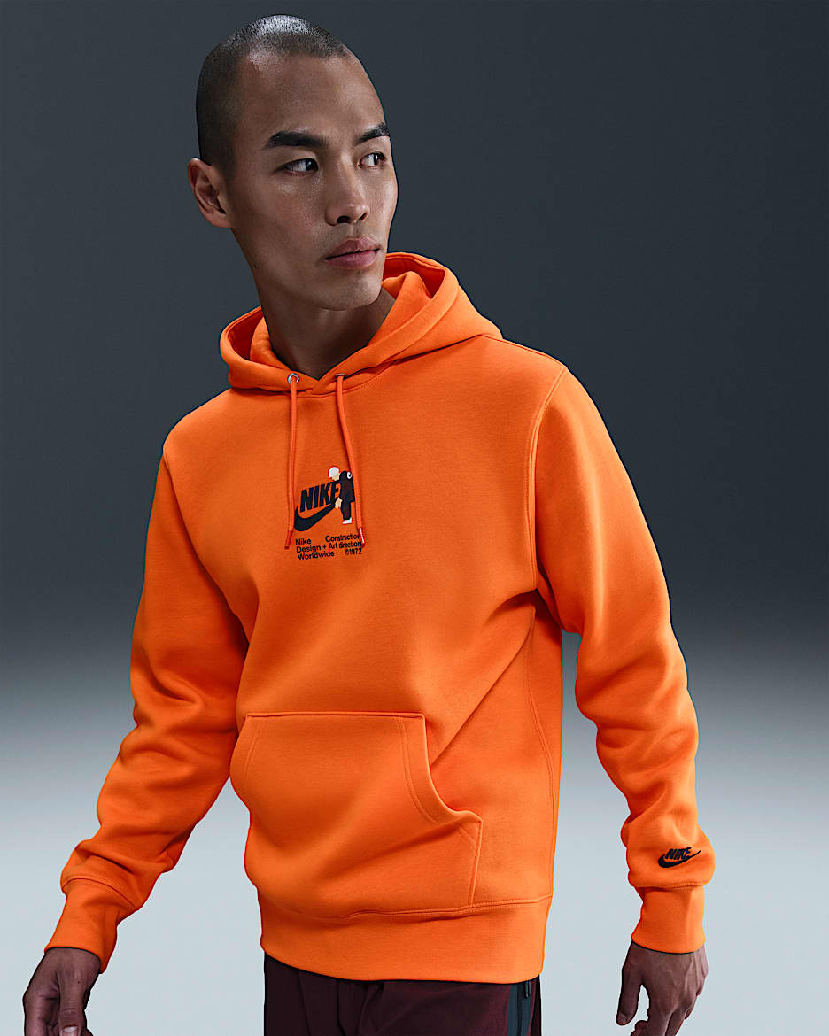 Nike Sportswear Club 男子加绒套头连帽衫 - 安全橙/安全橙