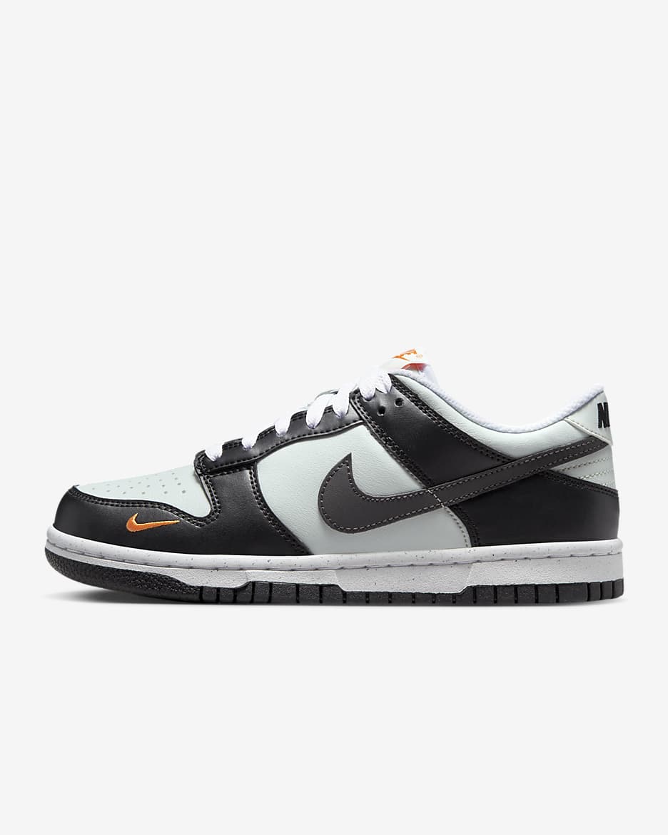 Nike Dunk Low 大童运动鞋 - 黑/浅银/亮橘/中灰