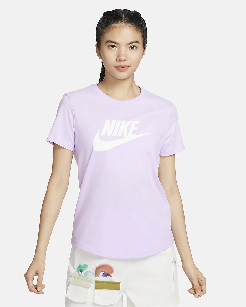 Nike Sportswear Essentials 女子印花T恤 - 薄雾紫/白色