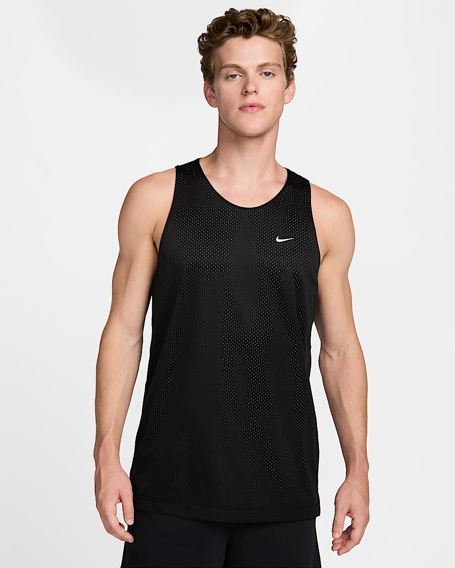 Nike Standard Issue Dri-FIT 男子速干双面穿篮球球衣 - 黑/暗灰/淡象牙白