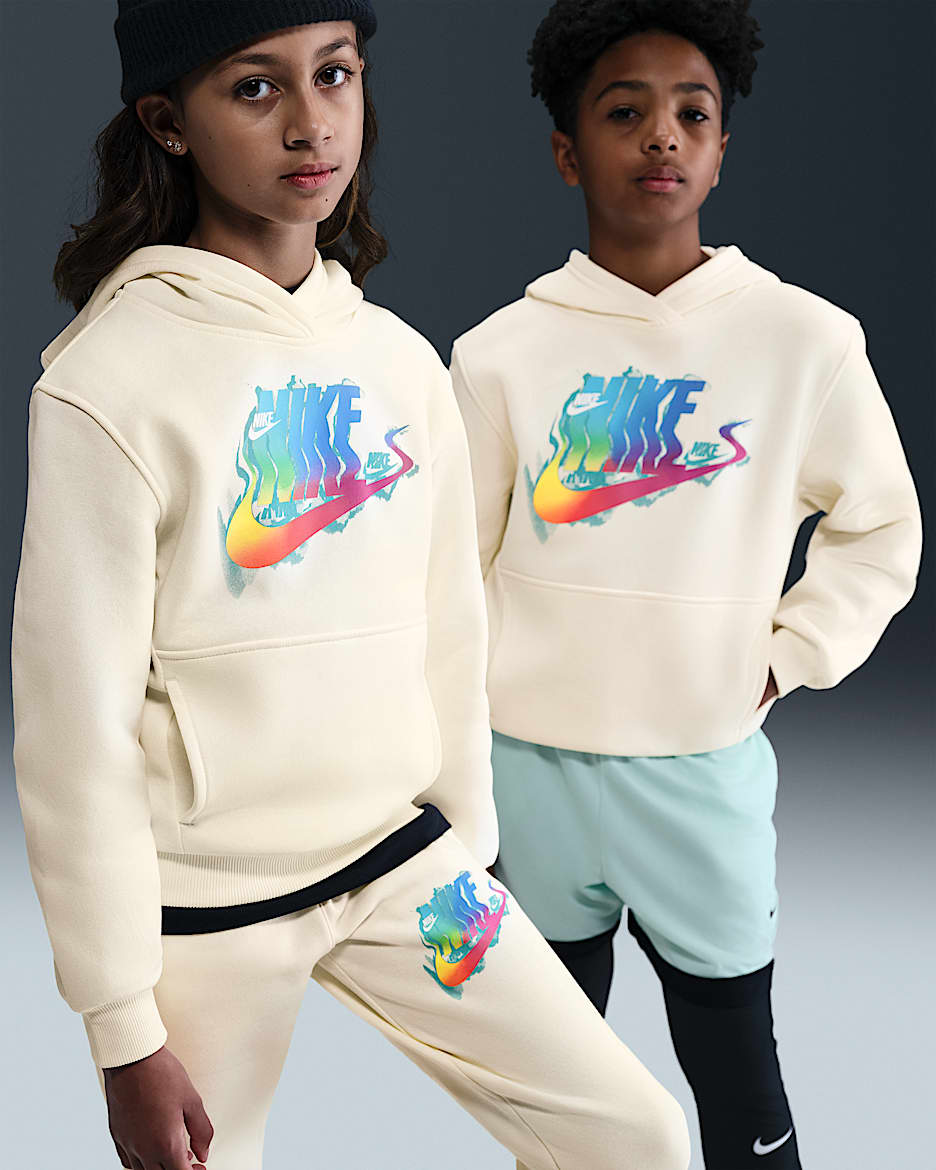 Nike Sportswear Club Fleece 大童加绒连帽衫 - 珍珠灰/白色
