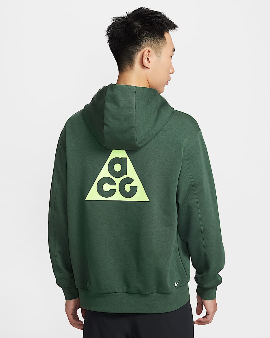 Nike ACG Dri-FIT 男子速干越野薄绒连帽衫 - 冷杉绿/荧光冰黄/山峰白