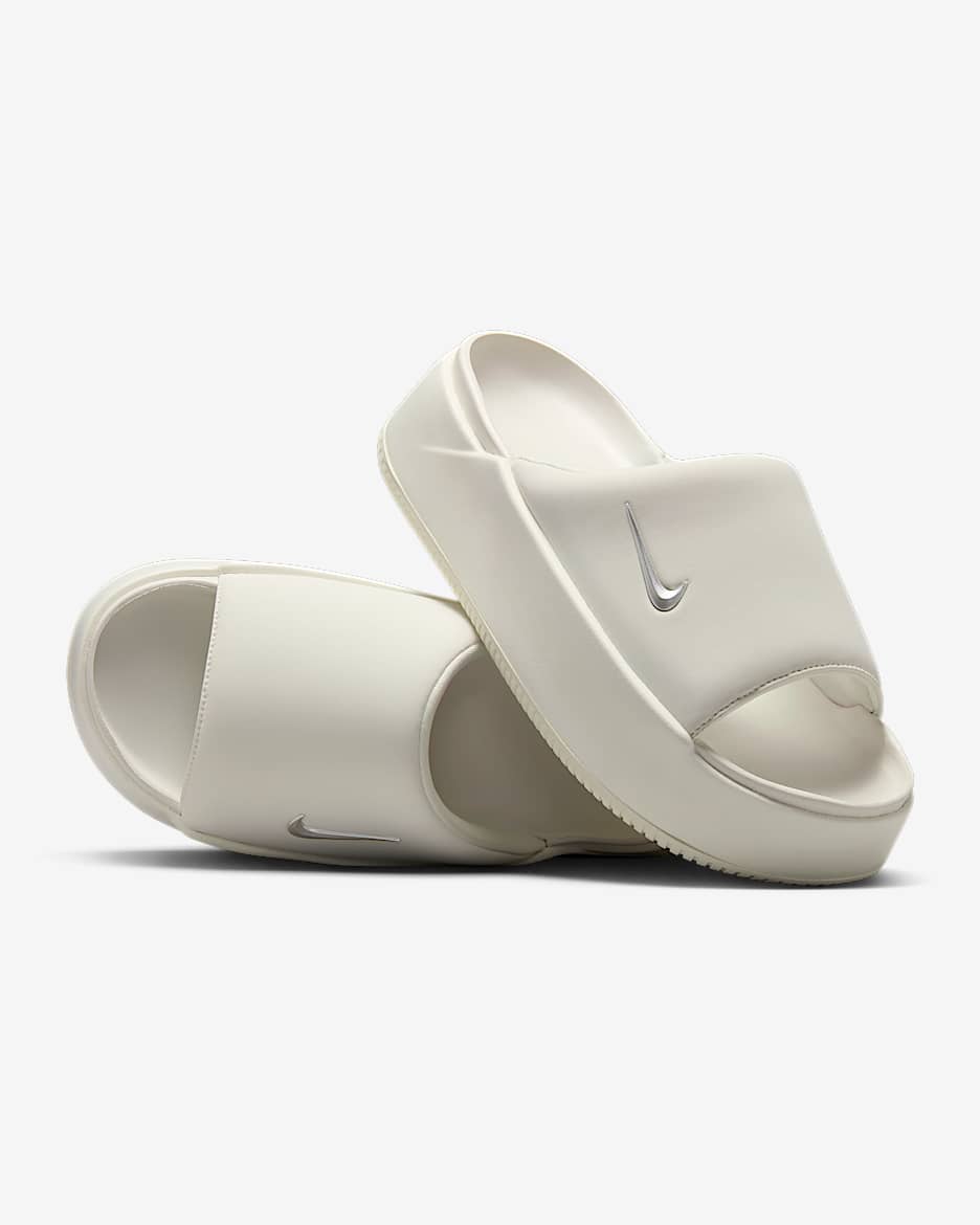 Nike Calm Elevation 女子拖鞋 - 帆白/帆白/金属银
