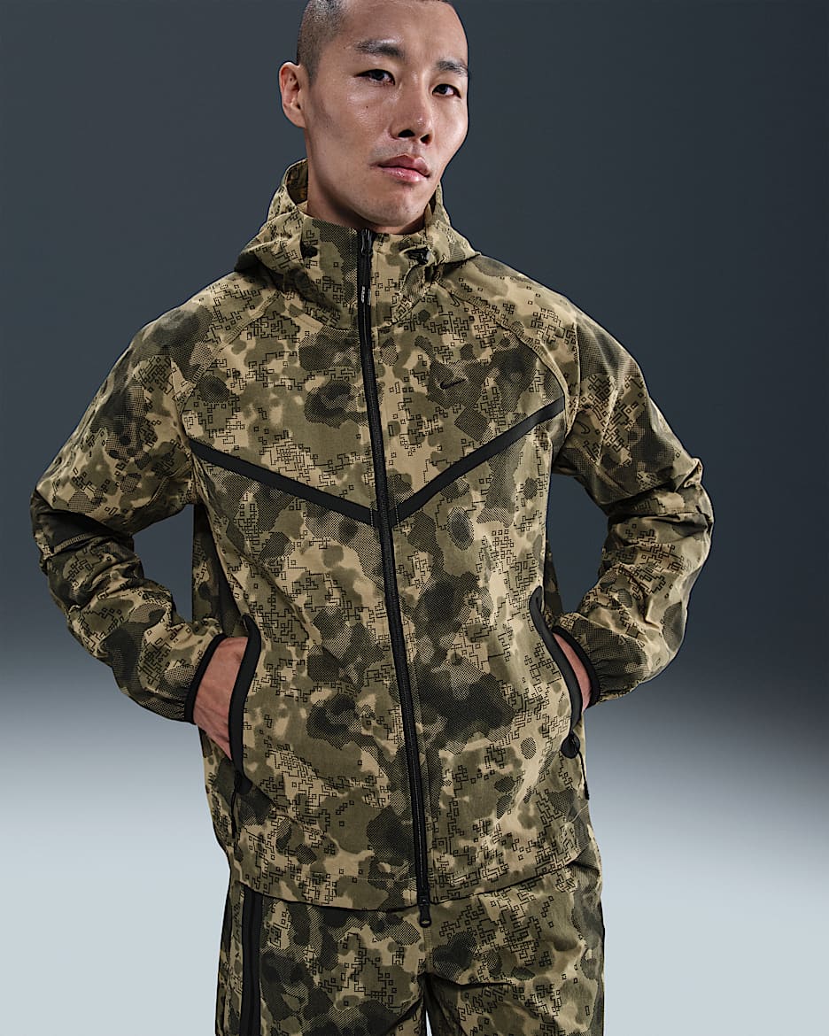 Nike Tech Windrunner 男子梭织迷彩宽松夹克 - 橄榄绿/黑