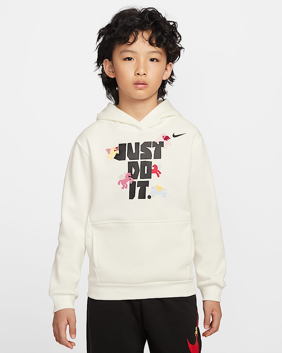 Nike Sportswear Club Fleece 马年限定脱缰系列新年款大童加绒连帽衫 - 帆白