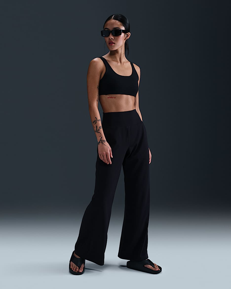 Nike Zenvy Dri-FIT 女子速干高腰阔腿长裤 - 黑/黑