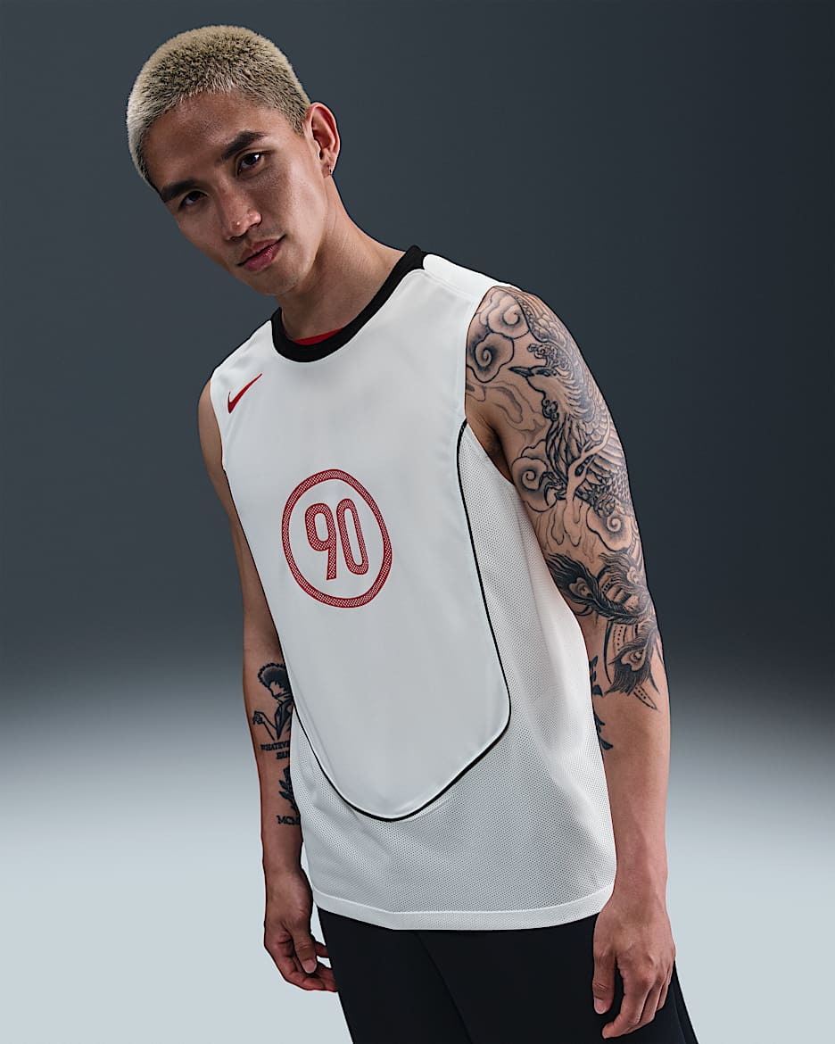 Nike Total 90 Dri-FIT 男子速干无袖足球上衣 - 帆白/黑/黑/健身红