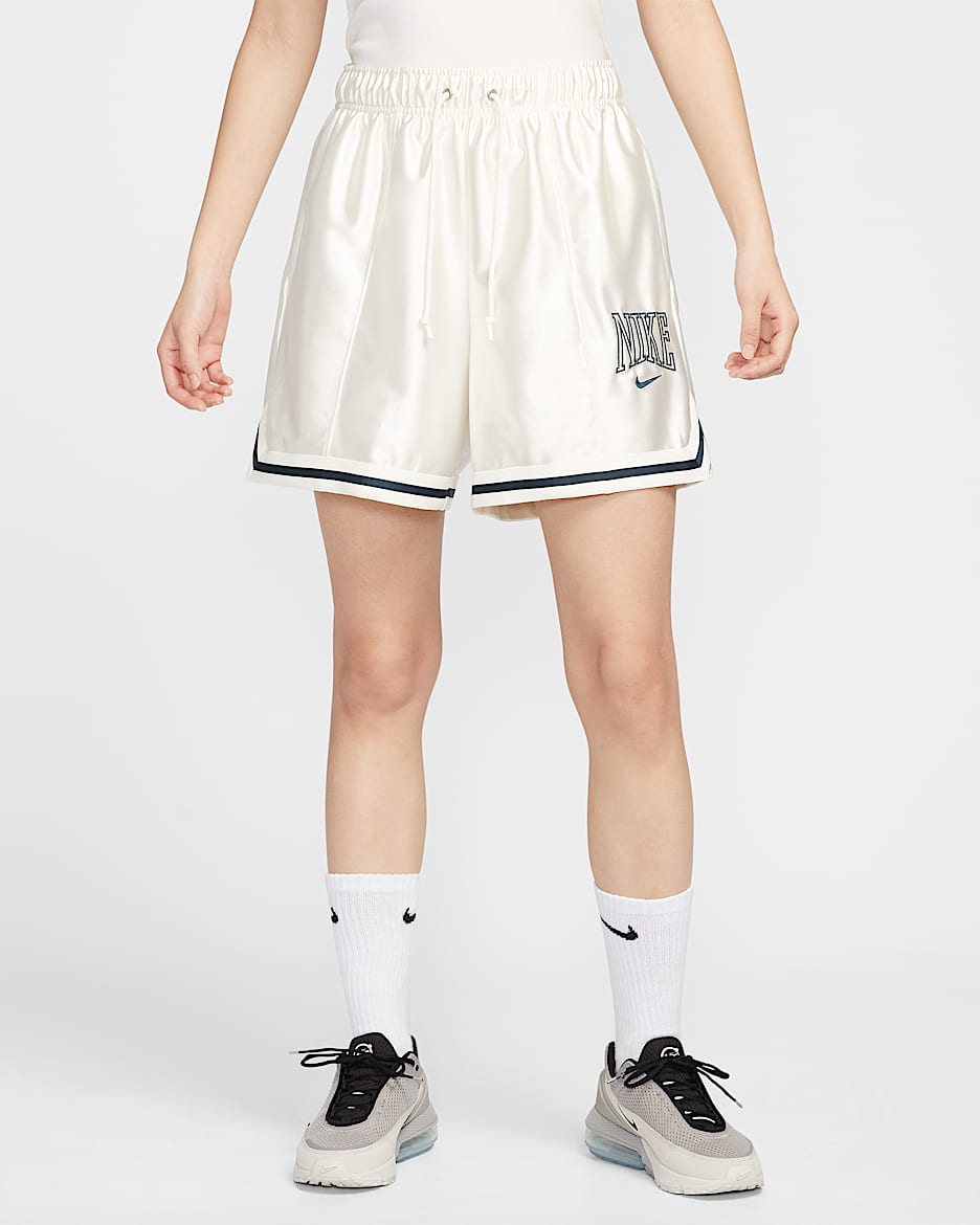 Nike Sportswear 女子宽松中腰图案短裤 - 帆白/军械深海蓝/军械深海蓝