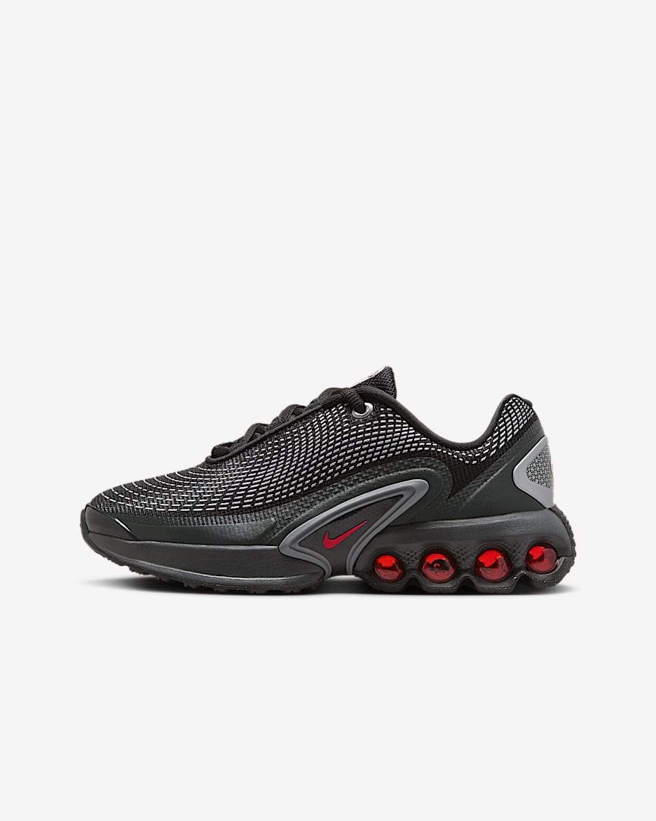 Nike Air Max Dn 大童透气运动鞋 - 黑/黑/金属银/大学红
