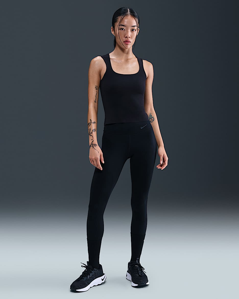 Nike One 女子速干高腰九分紧身裤 - 黑/暗烟灰