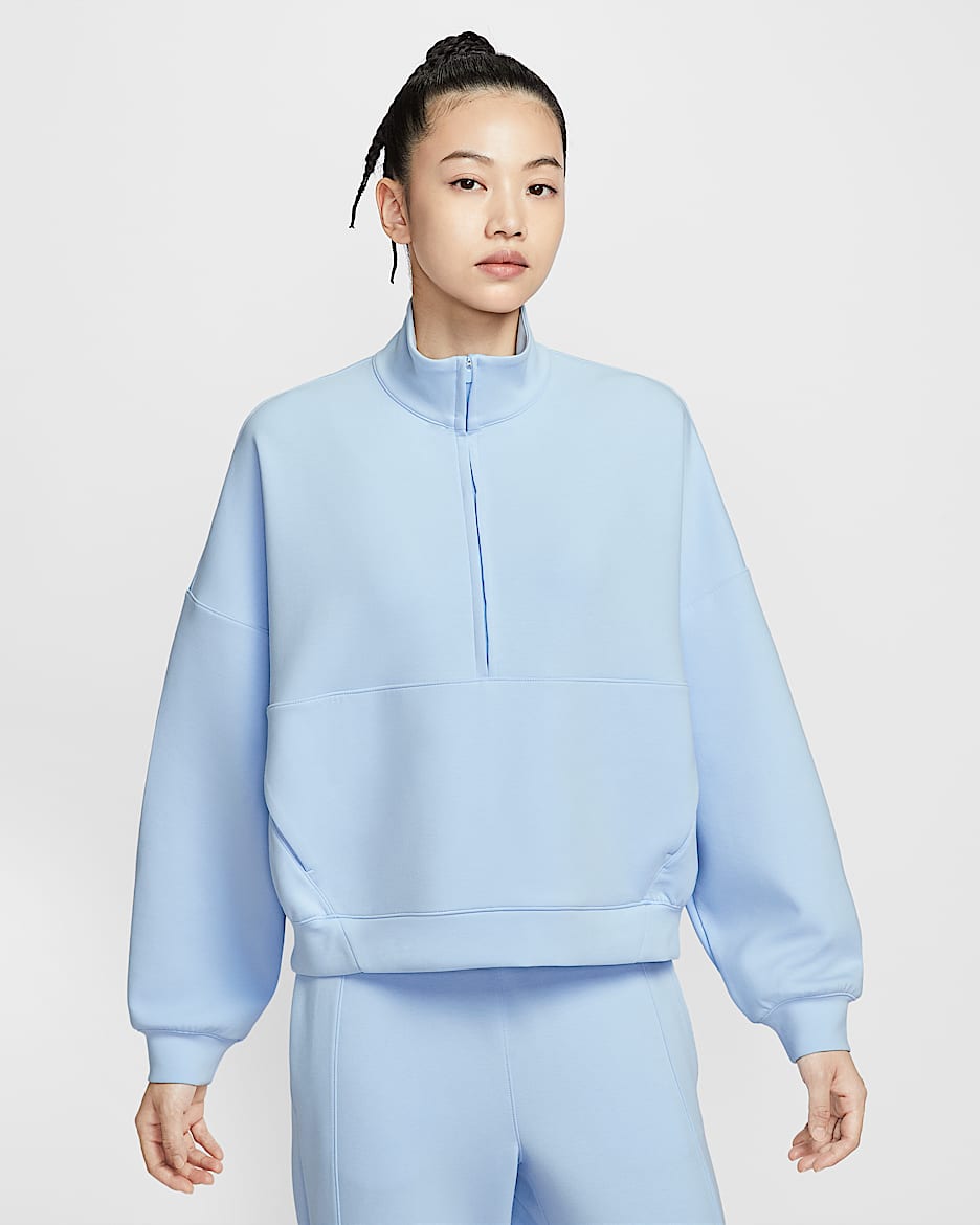 Nike 24.7 ImpossiblySoft Dri-FIT 女子 Oversize 风速干半长拉链开襟上衣 - 天青石蓝/心灵蓝