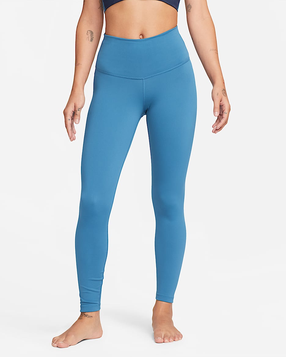 Nike Yoga 女子速干高腰九分紧身裤 - 暗滨海蓝/铁灰