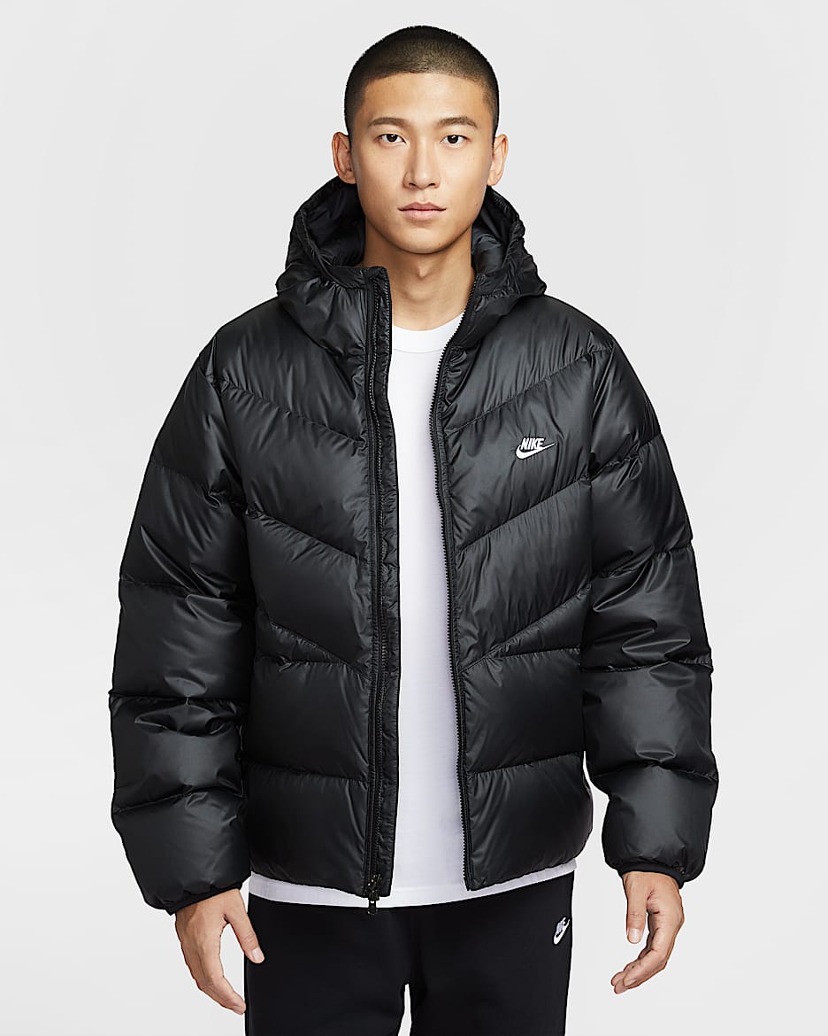 Nike Windrunner Statement 男子拒水羽绒夹克 - 黑/黑/白色
