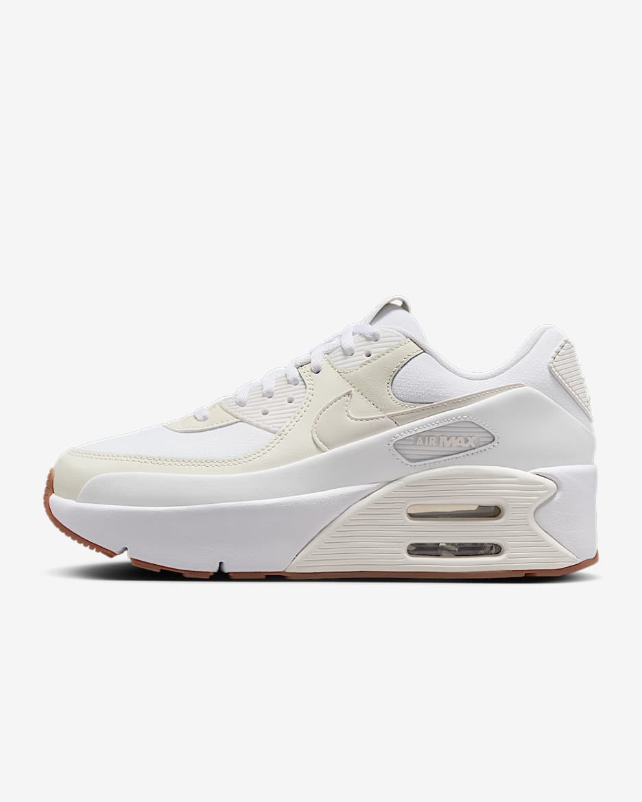 Nike Air Max 90 LV8 女子厚底运动鞋 - 白色/珍珠灰/浅银灰/帆白