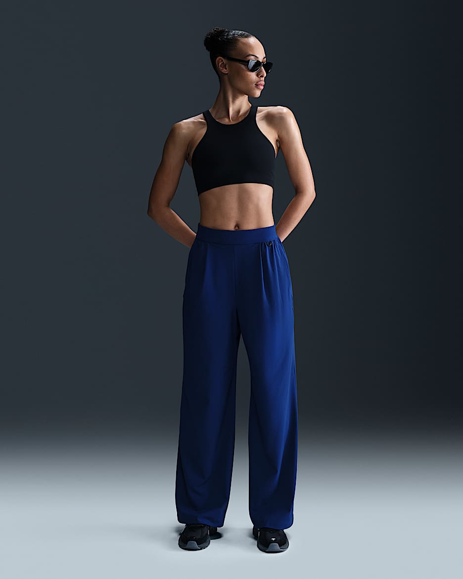 Nike 24.7 PerfectStretch Dri-FIT 女子速干高腰阔腿长裤 - 深宝蓝/空间蓝