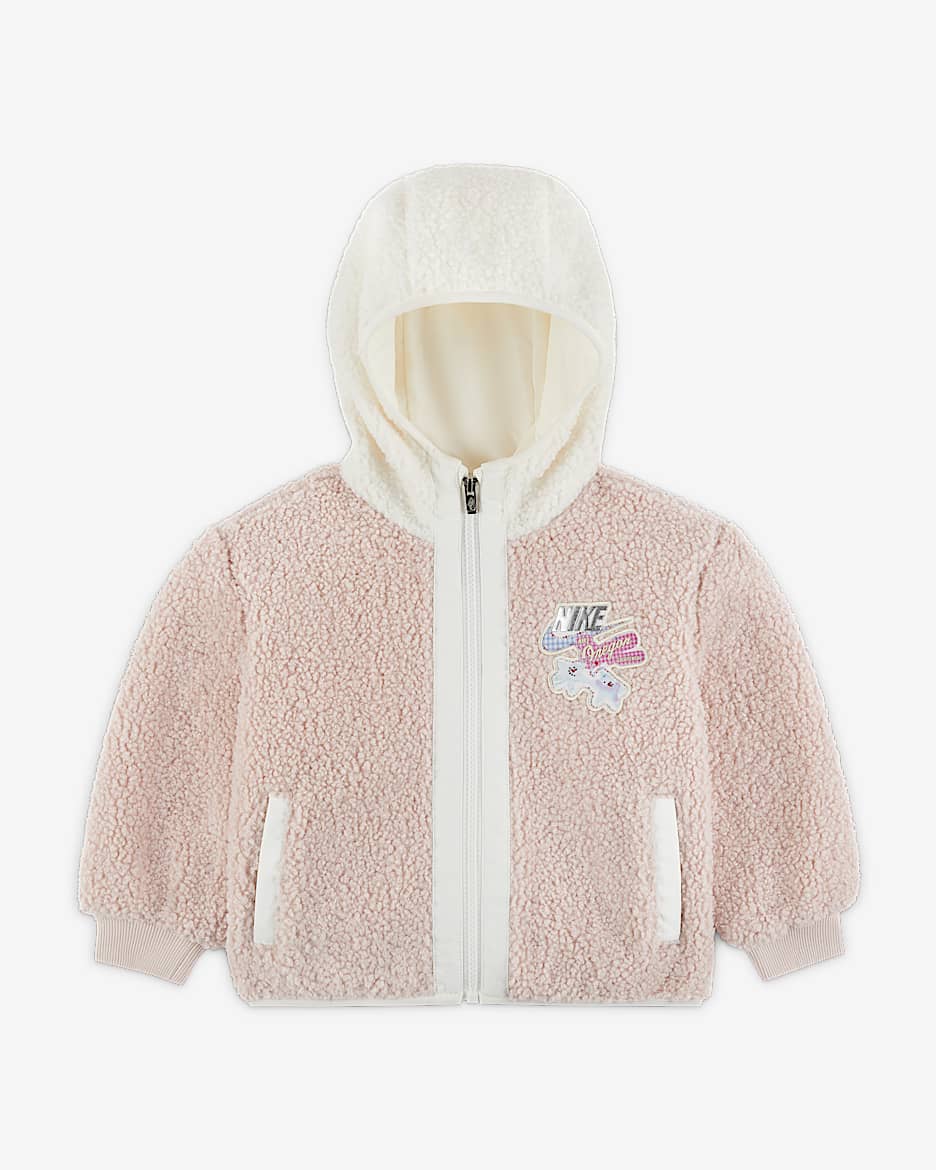 Nike Whimsy 婴童冬季款仿羊羔绒夹克 - 砂岩灰粉