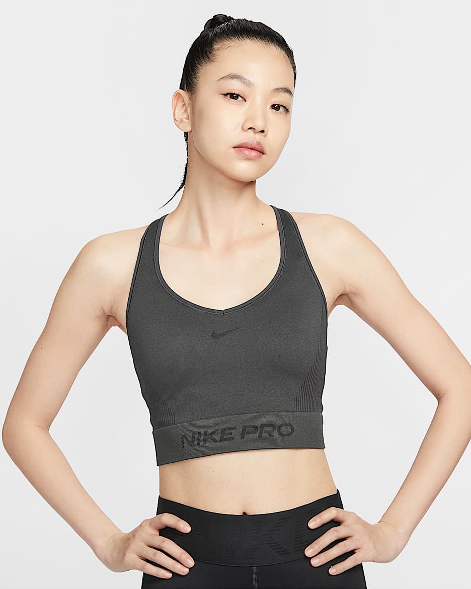 Nike Pro Dri-FIT 女子速干紧身训练短款背心 - 暗烟灰