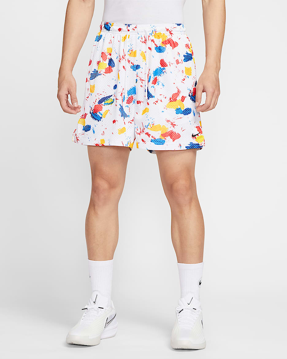 Nike Dri-FIT 男子速干训练网眼布篮球短裤 - 白色/黑