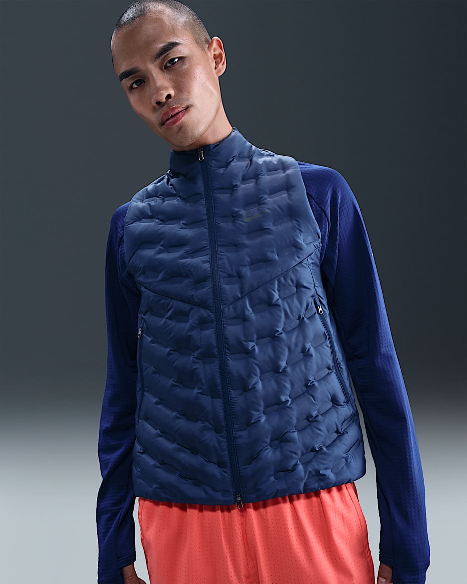 Nike Therma-FIT ADV Repel 男子羽绒拼接拒水跑步马甲 - 空间蓝